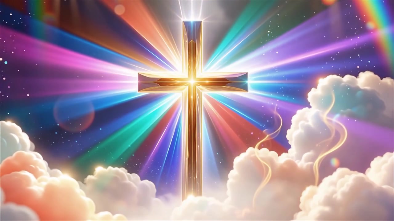 Christian Cross Heavenly Light Worship Background