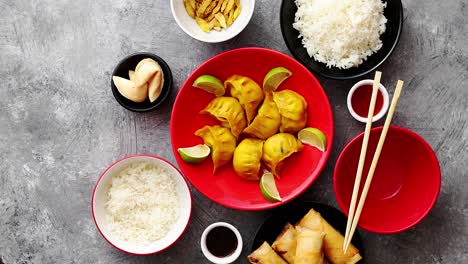 Chinese-food-set-on-stone-table