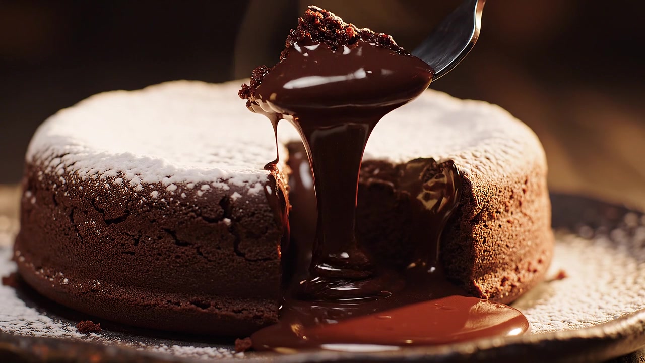 Tortino al cioccolato con cuore morbido e zucchero a velo