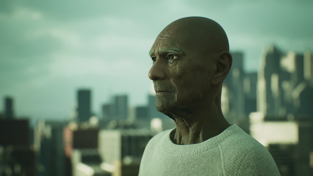 anciano asiático en la ciudad