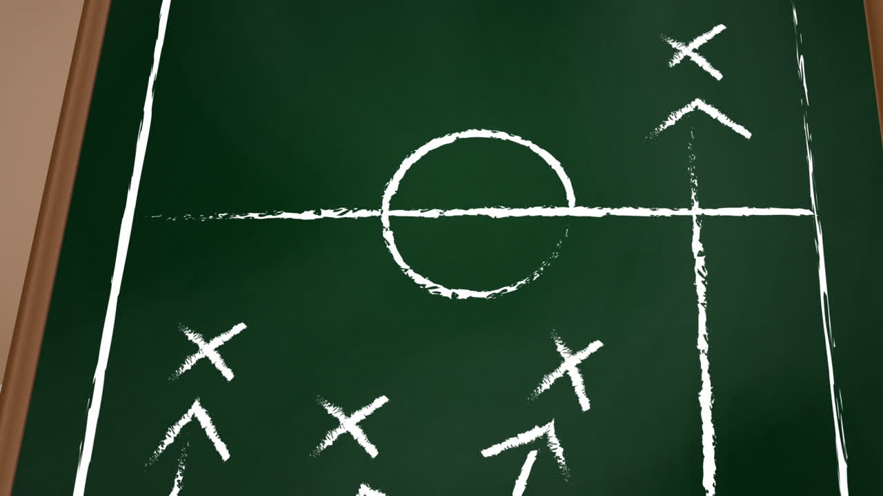 Animazione di un campo da calcio con schemi tattici