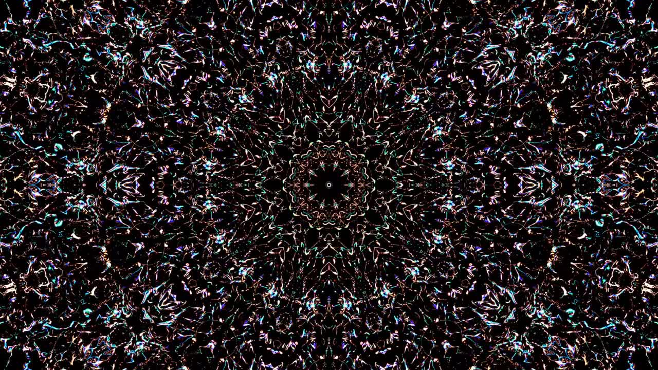 abstract lines circle shape forming dots of shining colorful flashing lights, black background