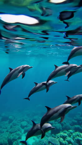 dolphins swimming gracefully underwater