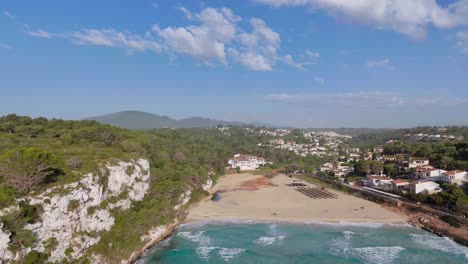 romantic cove in mallorca seen from a drone