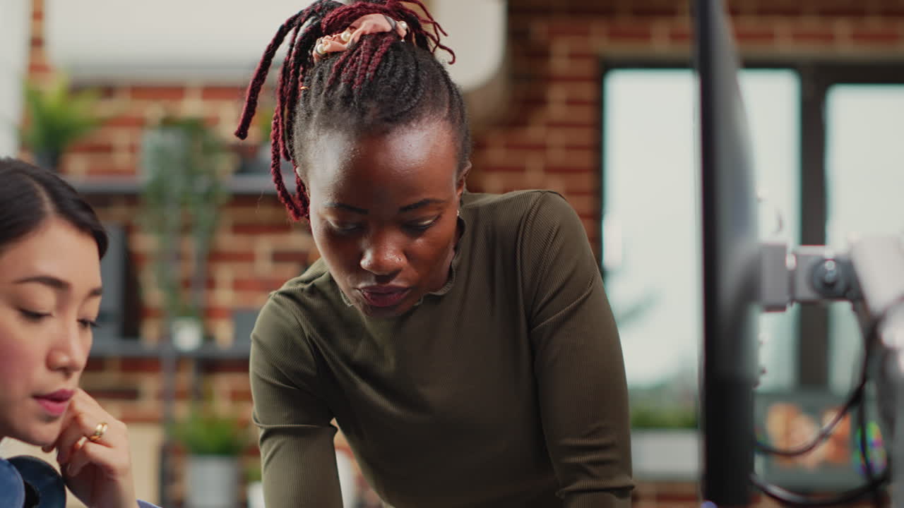 Creative agency diverse people retouching photos