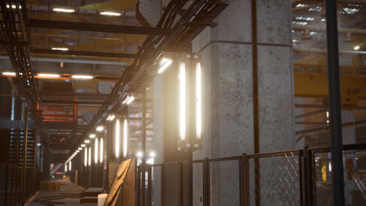 생산 라인 을 가진 자동차 공장 의 내부