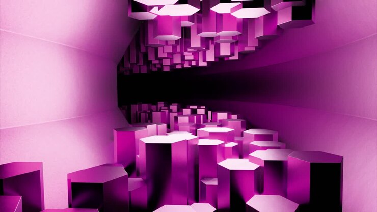 Túnel Hexagonal Rosa Abstrato