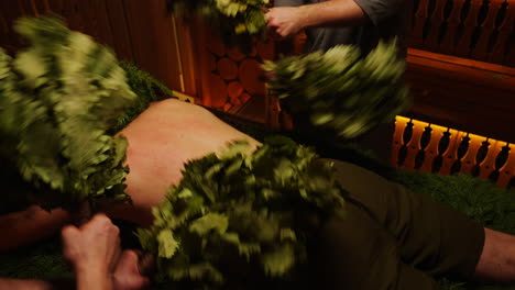 traditional russian banya with branches