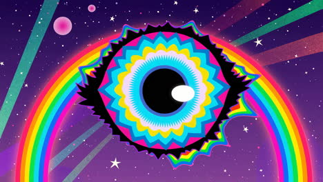 psychedelic eye in a rainbow galaxy