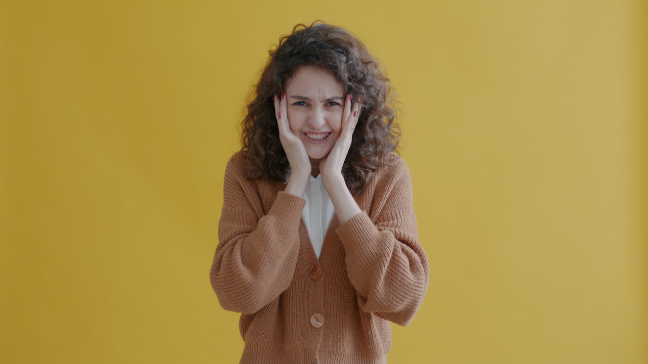 Woman with a surprised or fearful expression