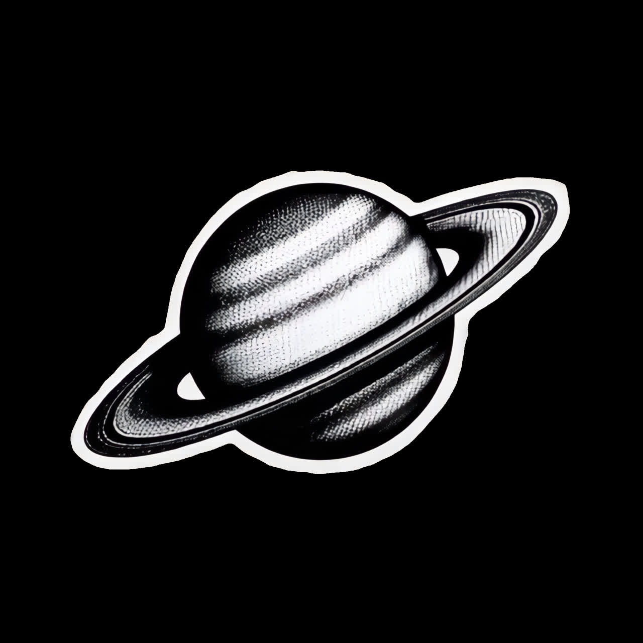 Animazione di un'illustrazione vintage di Saturno, elemento isolato, video 4K trasparente, canale alfa