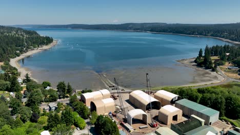 large aerial shot of holmes harbor with a