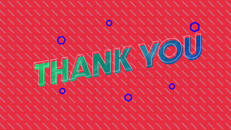 animation of thank you text over shapes