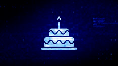 birthday cake symbol digital pixel noise error animation.