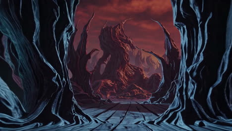dark alien cave tunnel