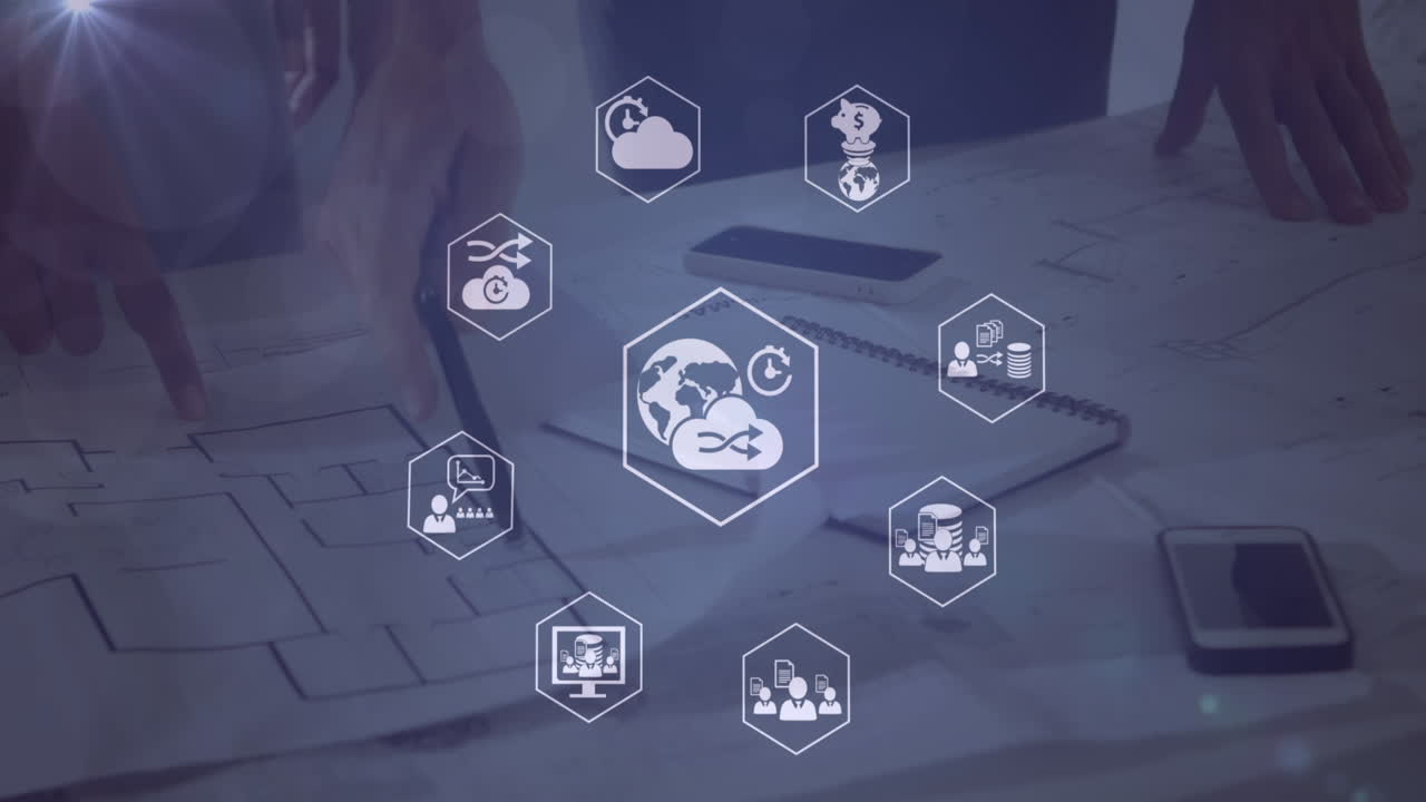 profesionales de negocios analizan planes en una oficina, con espacio para copiar