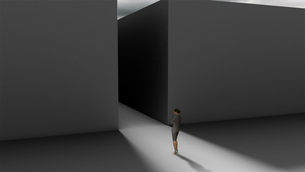 미로 입구에 있는 사업가