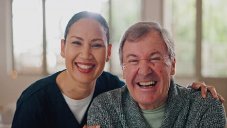 Happy-woman,-doctor-and-patient-hug-in-elderly