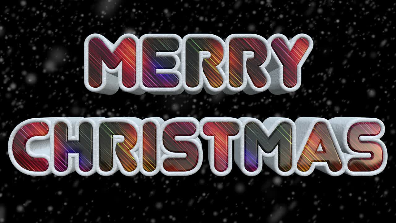 메리 크리스마스 3d 화려하고 다채로운 텍스트