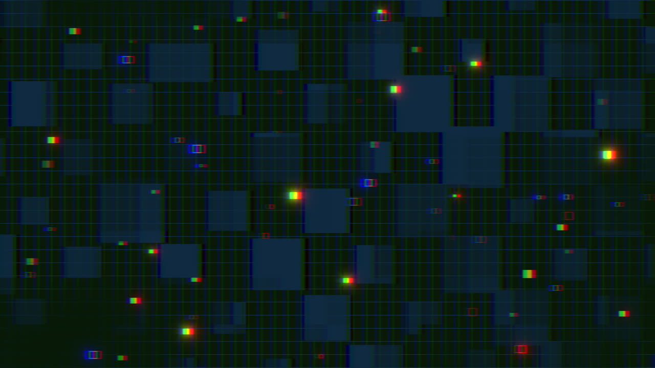 컴퓨터 화면에 결함이 있는 디지털 기하학적 패턴