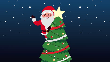 papá noel y el árbol de navidad