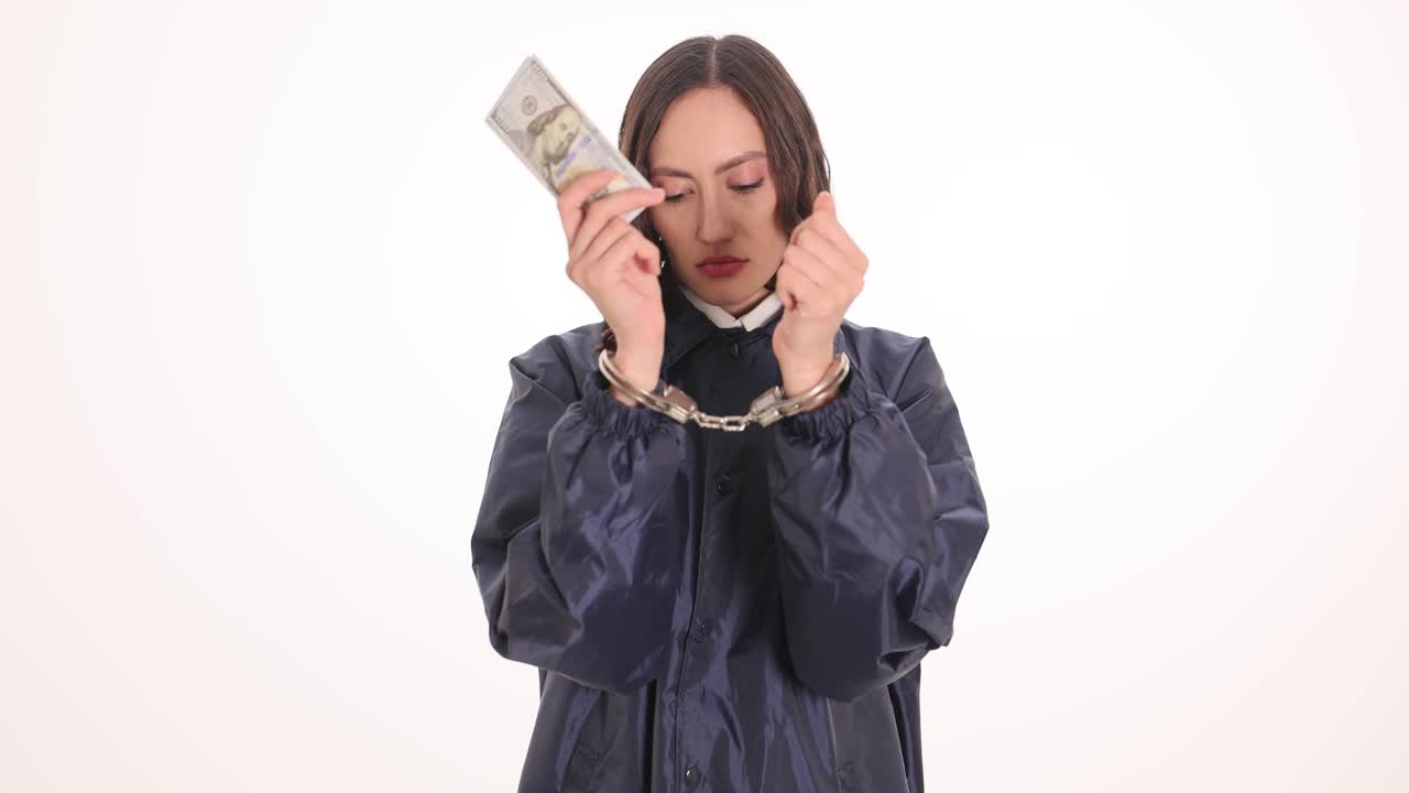 Woman in Handcuffs with Money