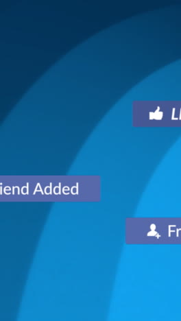 animación de iconos y formas de medios en fondo azul