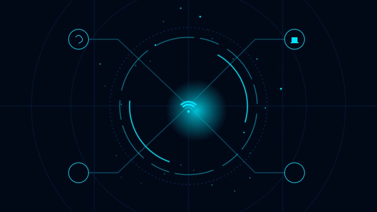 Digital Wi-Fi Signal Interface with Futuristic HUD Elements