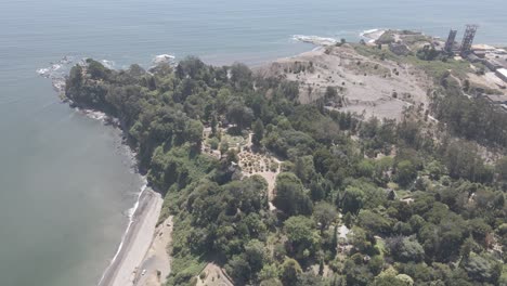aerial drone view of lota park in bio-bio region, chile