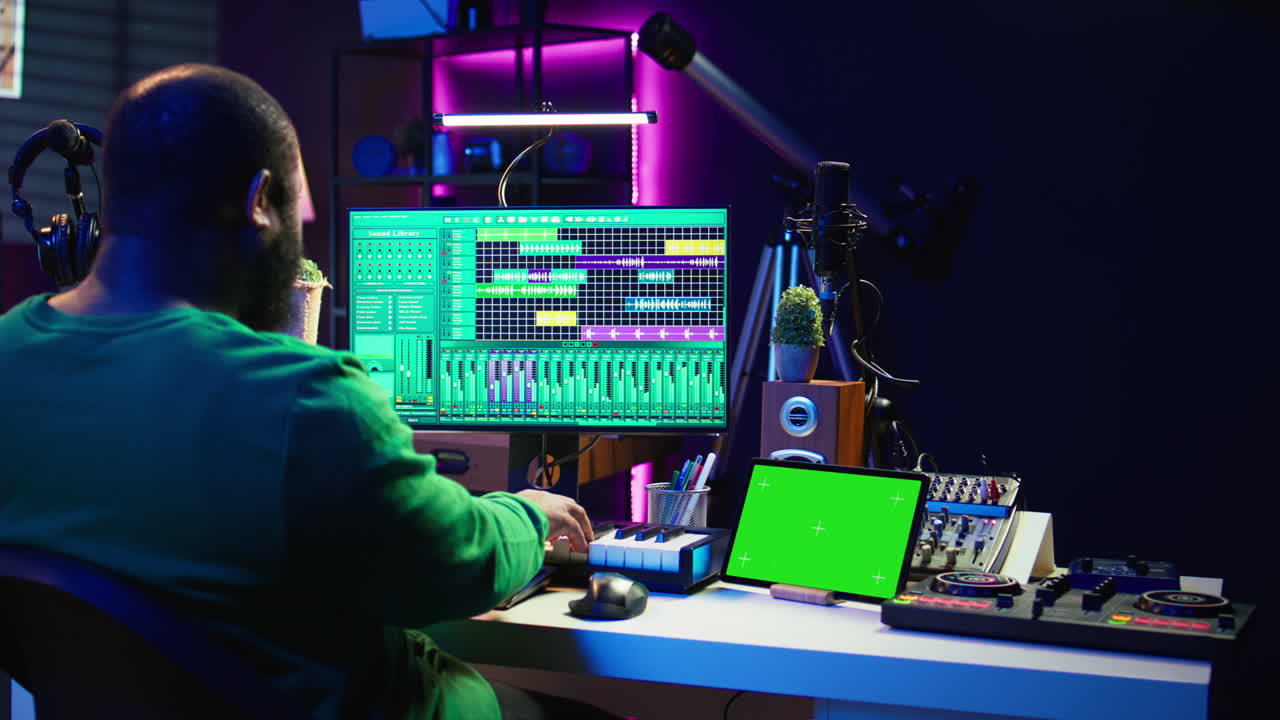 artista que crea nueva música con técnicas de mezcla y masterización