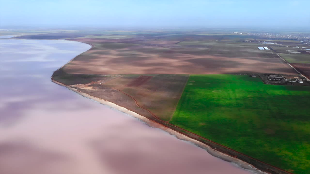 Aerial View of Lake and Fields