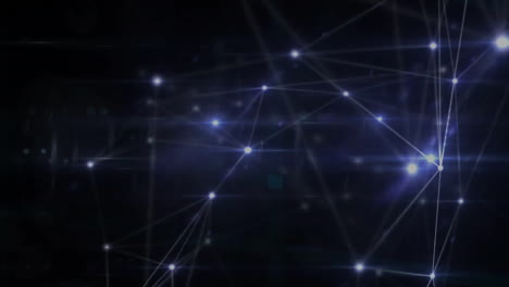 network of connections and data processing animation over dark background