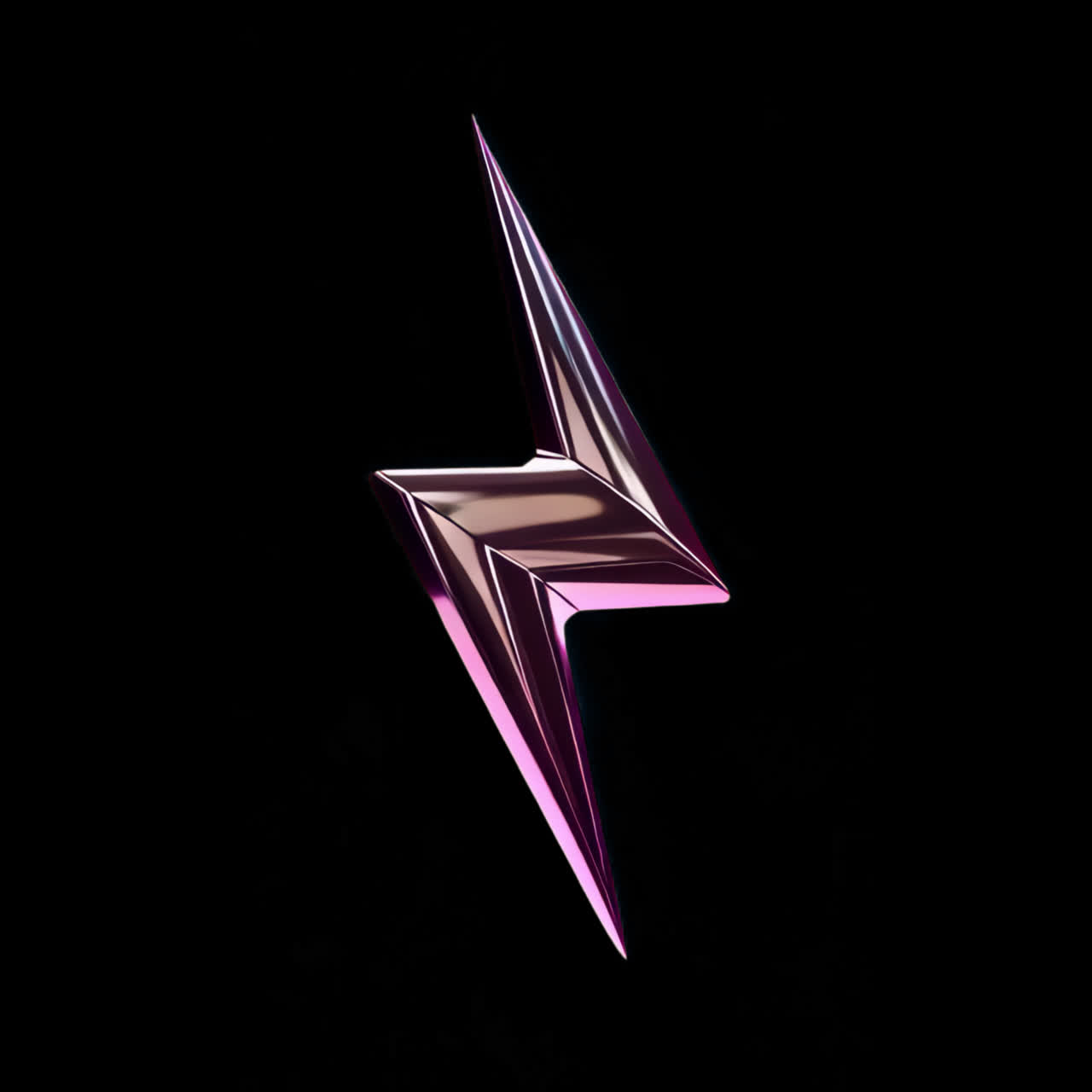 Futuristic metallic lightning bolt animation isolated asset, transparent 4K video, alpha channel