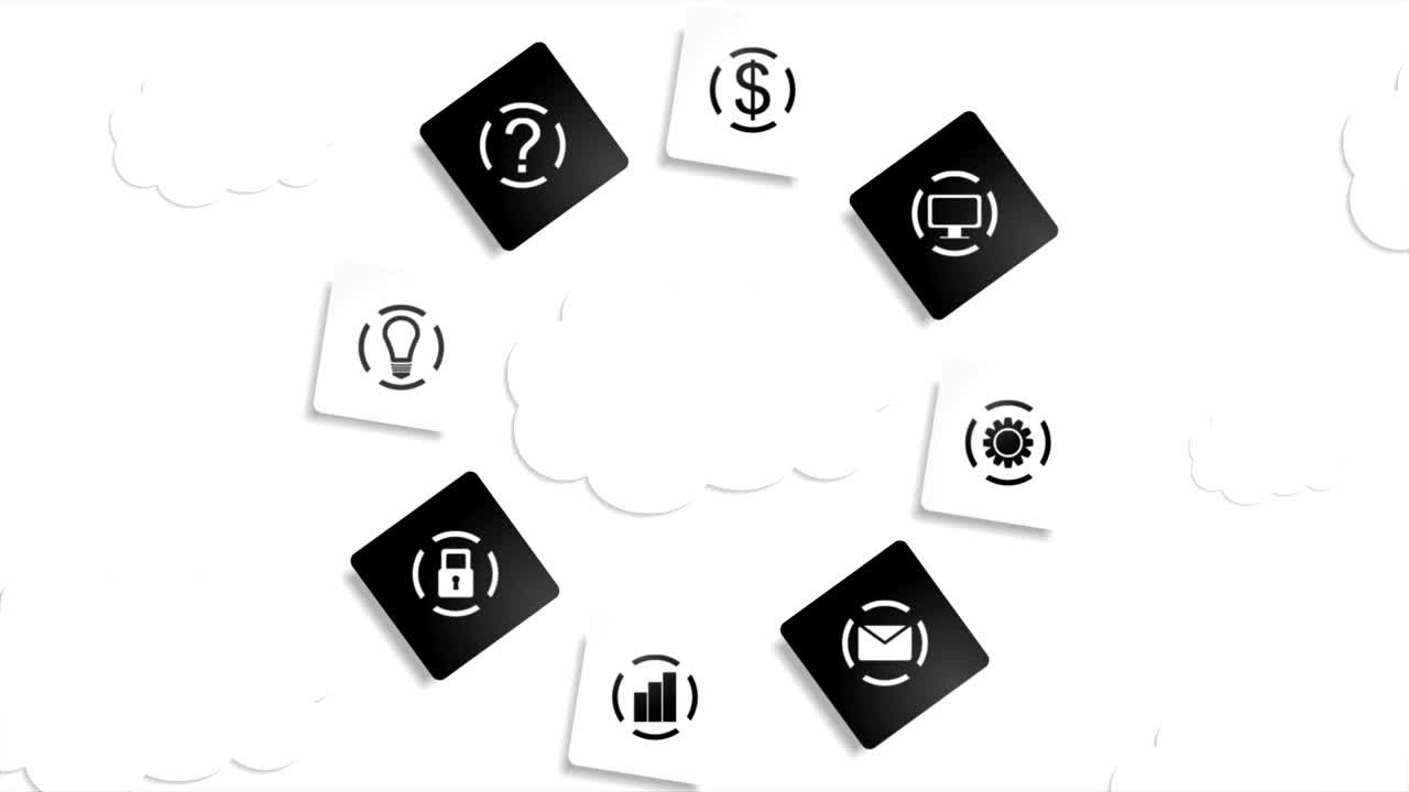 nubes de servidor base de datos tecnología abstracta animación de video