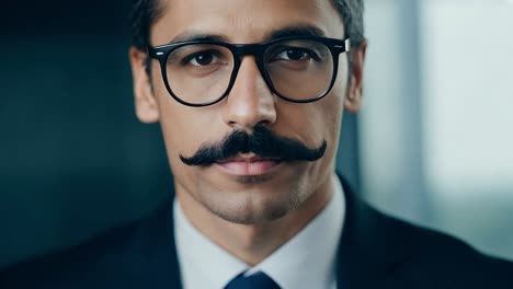 portrait of a confident businessman in a suit and glasses