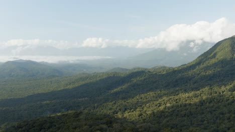 drone aerial view of summer green mountains in amazon tropical forest in brazil