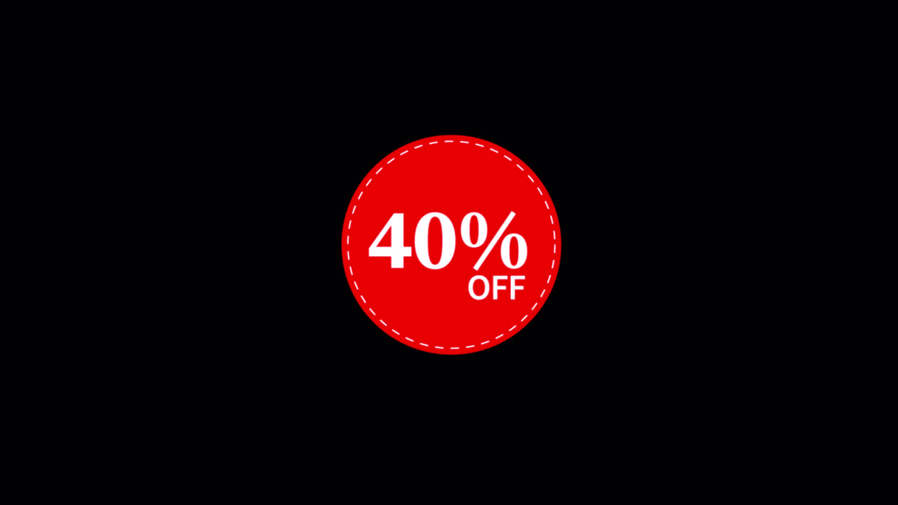 40 Percent Off Red Discount Badge on Black Background