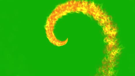 gráficos de movimiento de flujo de fuego giratorio con fondo de pantalla verde