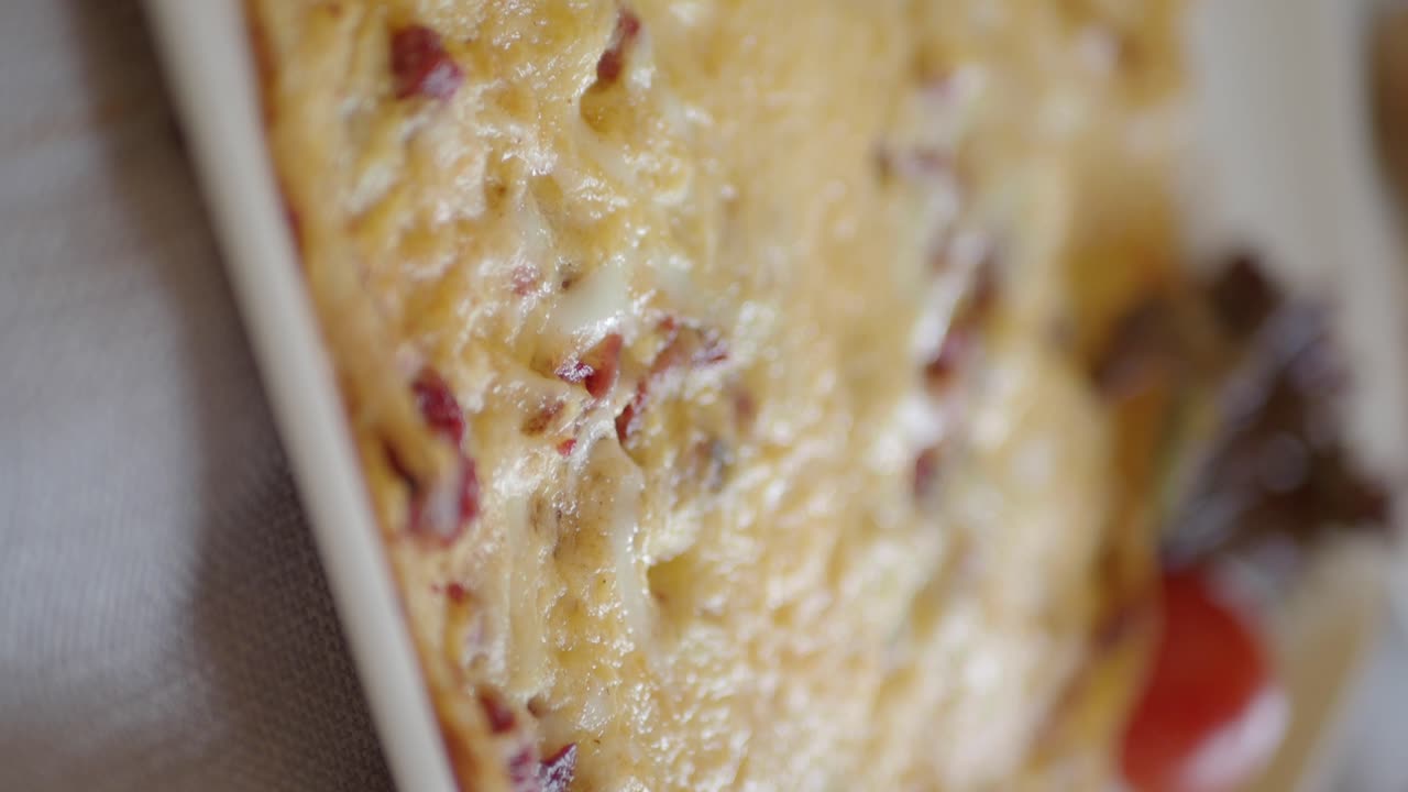 Close up of a Bacon Cheese Casserole