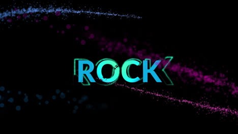 animation of blue rock text and light trail on black background