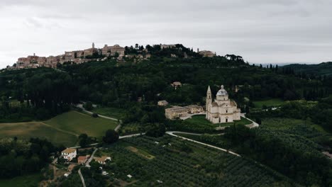 aerial view of italy's green countryside on an overcast day