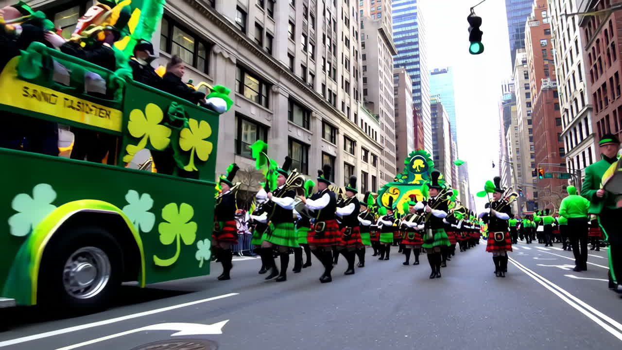 St. Patrick's Day Parade featuring Marching Bands in Traditional Kilts