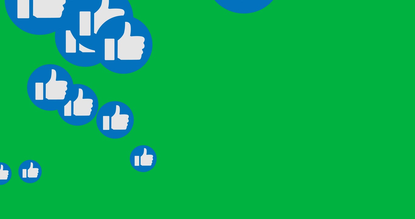 Social Media Like Icons Floating on Green Screen Background