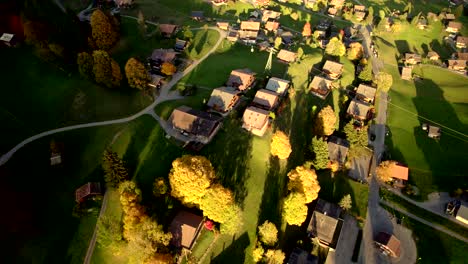 Imágenes-Aéreas-De-Drones-Empujando-Sobre-El-área-De-Bodmi-En-Grindelwald-En-Suiza,-Otoño