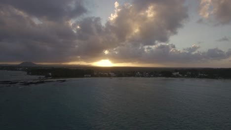 aerial view of sunset on mauritius island