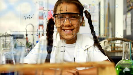 Animation-of-mathematical-formulae-over-smiling-schoolgirl