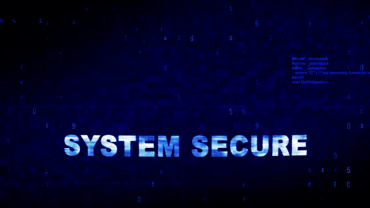 System Secure Text Digital Noise Twitch Glitch Distortion Effect Error Loop Animation.