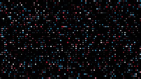 grid with many colorful round particles. computer generated 3d render of festive background