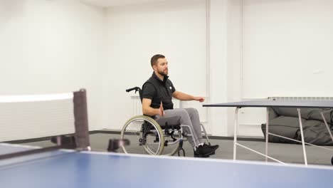 A Boy in a Wheelchair Plays Table Tennis a Boy in a Wheelchair Plays Table Tennis Disabled Sports Video