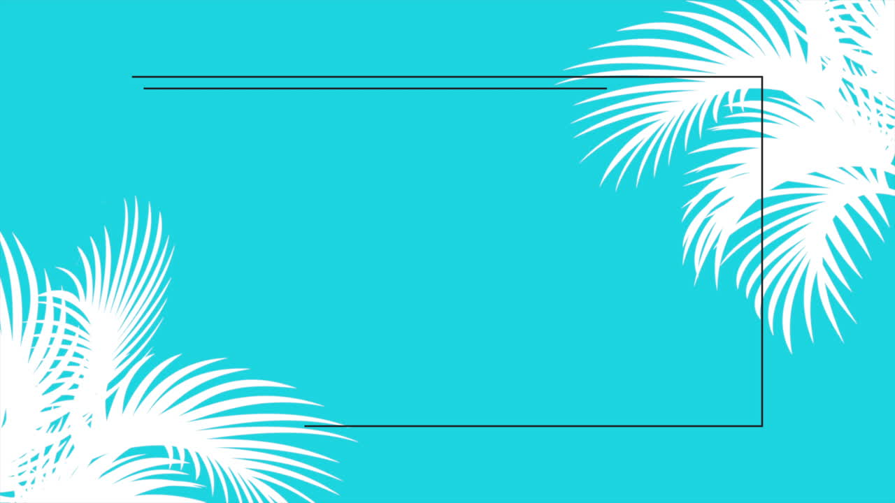 palmeras tropicales blancas y marco en textura azul